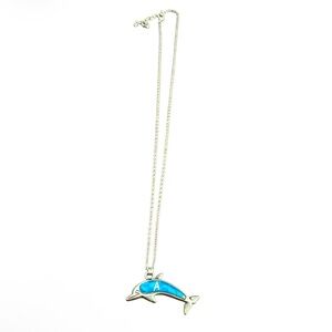 Blue Dolphin Letter “A” Pendant Necklace